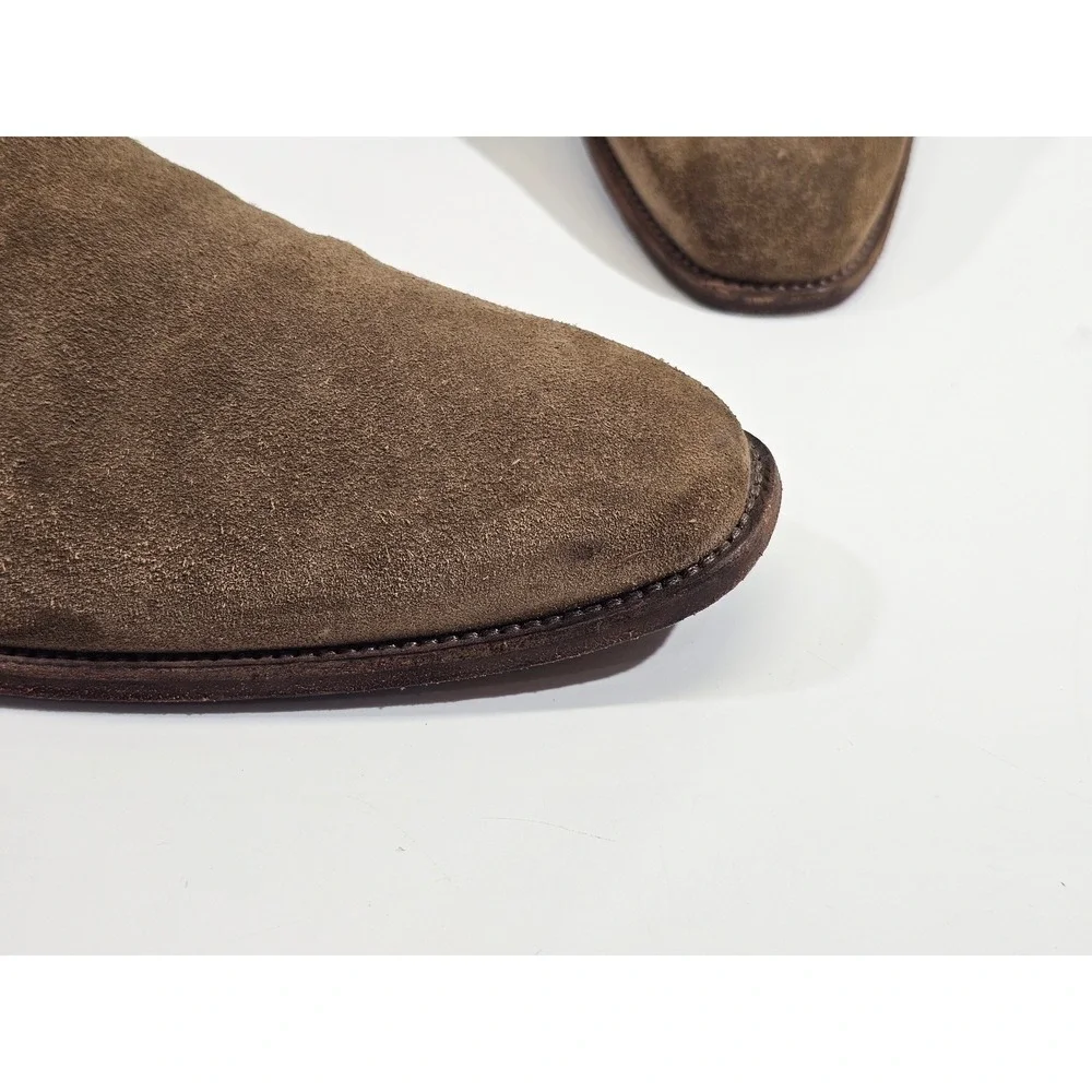 Oro Chelsea Boots Men 13 Brown Suede Leather Lined Pull On Almond Toe Ankle Boot